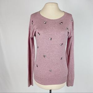 Merona Mauve Jeweled Crew Neck Sweater